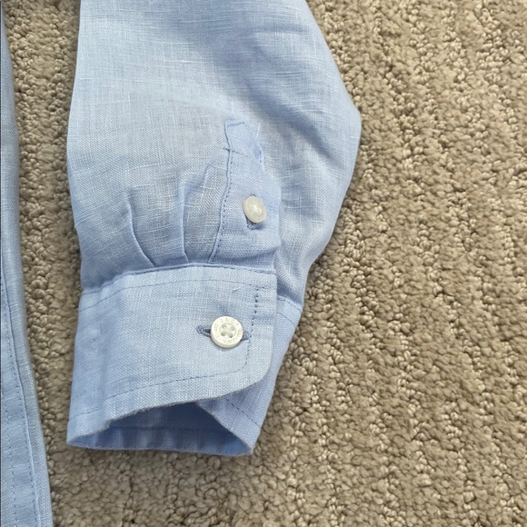 Janie and Jack Light Blue Linen Blend Button Down Shirt Boys Size 6 EUC - Picture 4 of 11